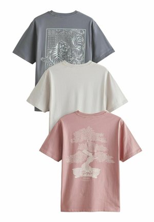 Next SUMMER FRONT GRAPHIC 3 PACK-REGULAR FIT - Trükipildiga T-särk - grey pink ecru
