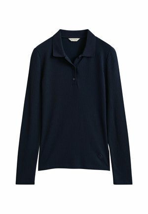 GANT, GANT SLIM RIBBED POLO TOP - Poloshirt - evening blue