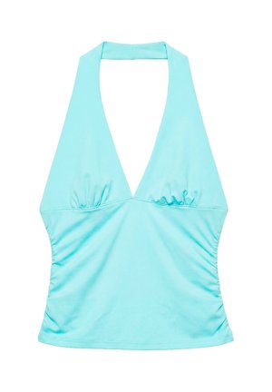 PULL&BEAR, GATHERED HALTER - TOP - Débardeur - turquoise