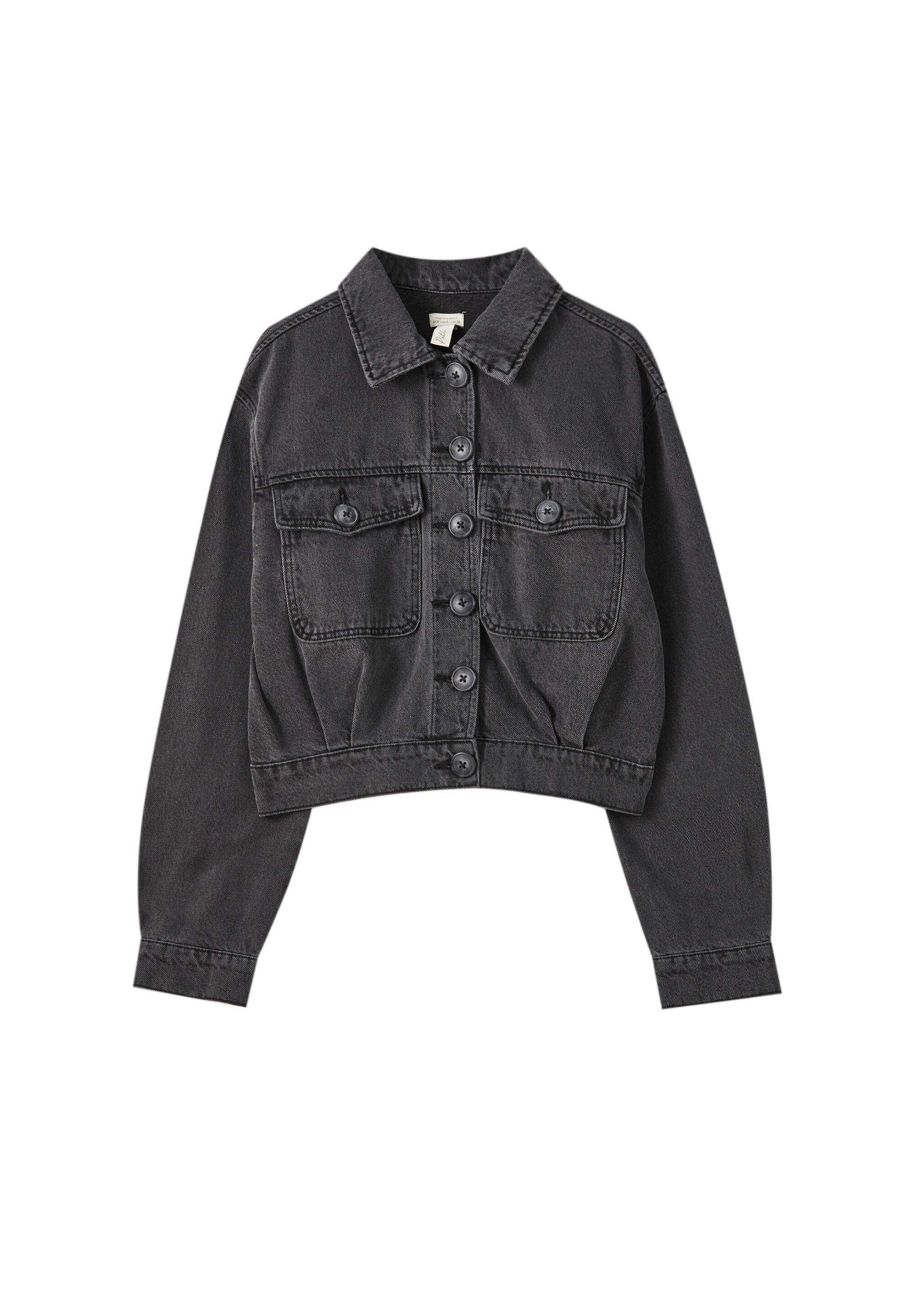 pull&bear denim jacket in black