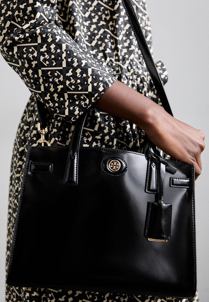 Tory Burch ROBINSON SPAZZOLATO SMALL SATCHEL - Handtas - black