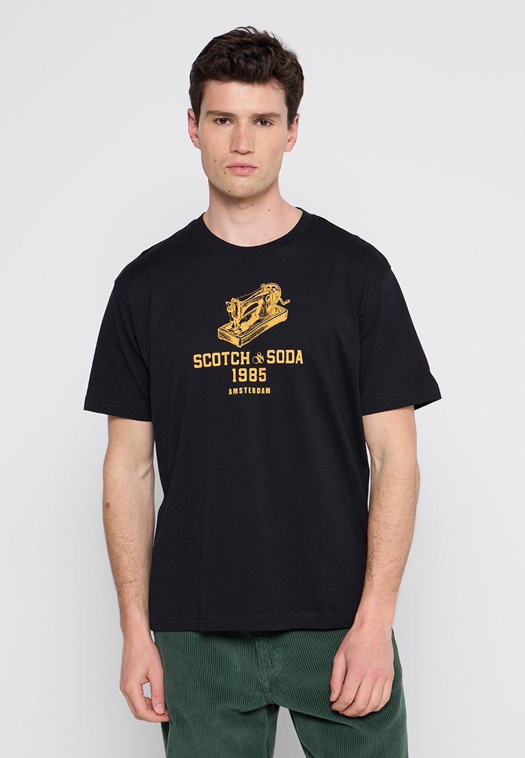 Scotch & Soda T-shirt print zwart
