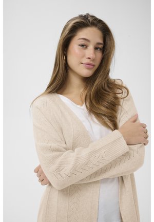 Cream CRHOLIDAY LONG KNIT CARDIGAN - Kardigan - oat melange