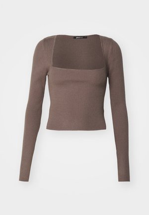 Gina Tricot, SQUARENECK - Блуза с дълги ръкави -  beige
