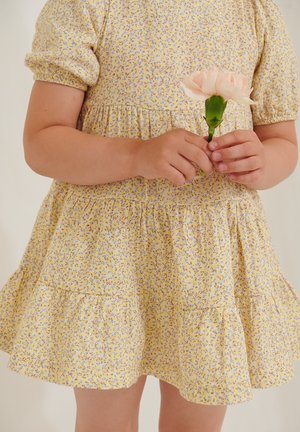 Freizeitkleid - flower light yellow print