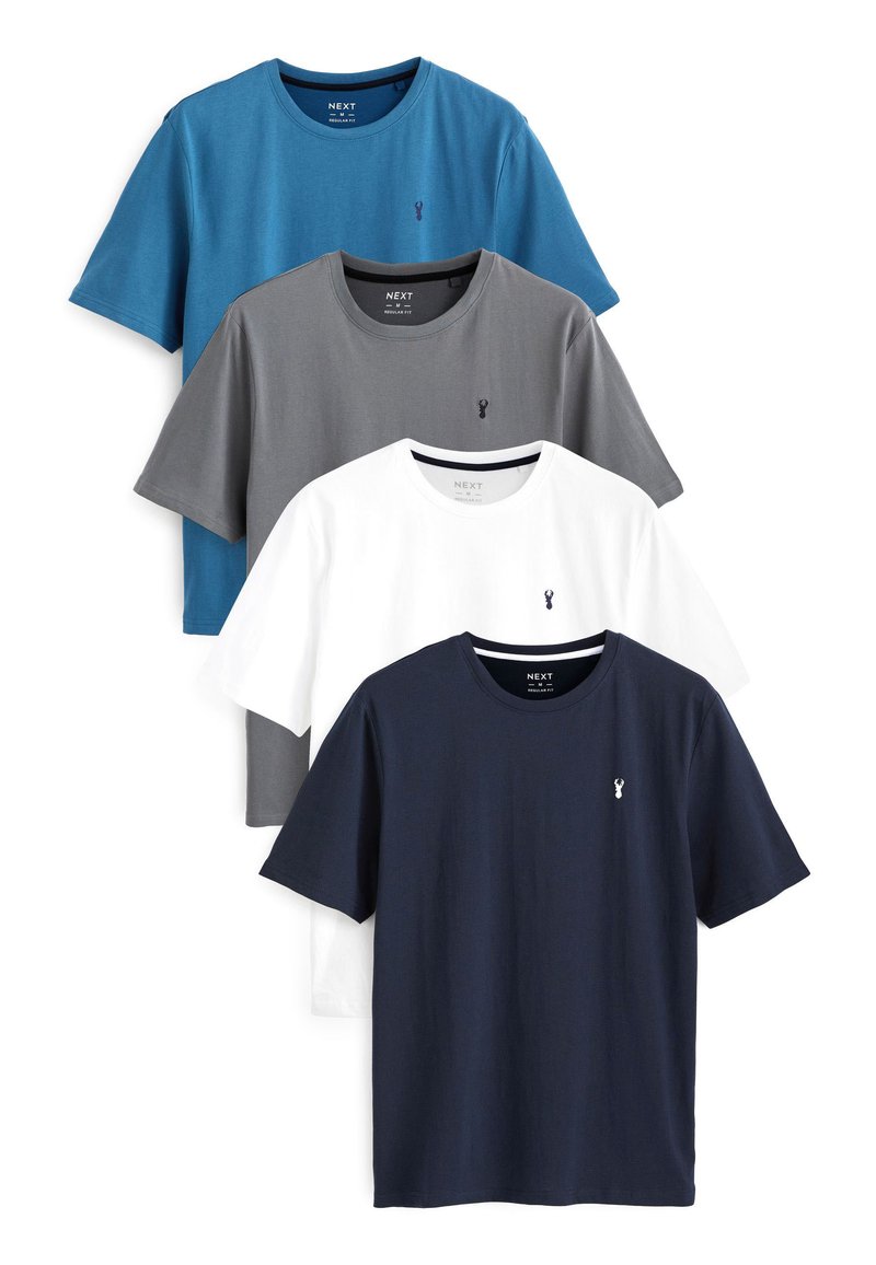 Next 4 PACK REGULAR FIT - Basic póló - white slate grey blue navy