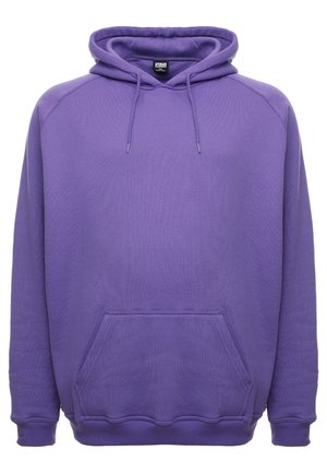 Sweat-shirt à capuche violet avec poche avant, poignets et ourlet côtelés. Comprend une capuche avec cordon de serrage et un tissu doux et texturé.