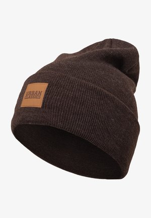 LEATHERPATCH LONG - Beanie - heatherbrown