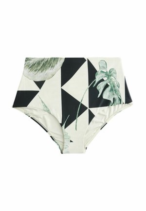 HIGH WAIST FIT - Bikini bottoms - khaki ecru leaf