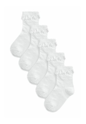 5 PACK RICH HEART TEXTURE RUFFLE - Kojinės - white