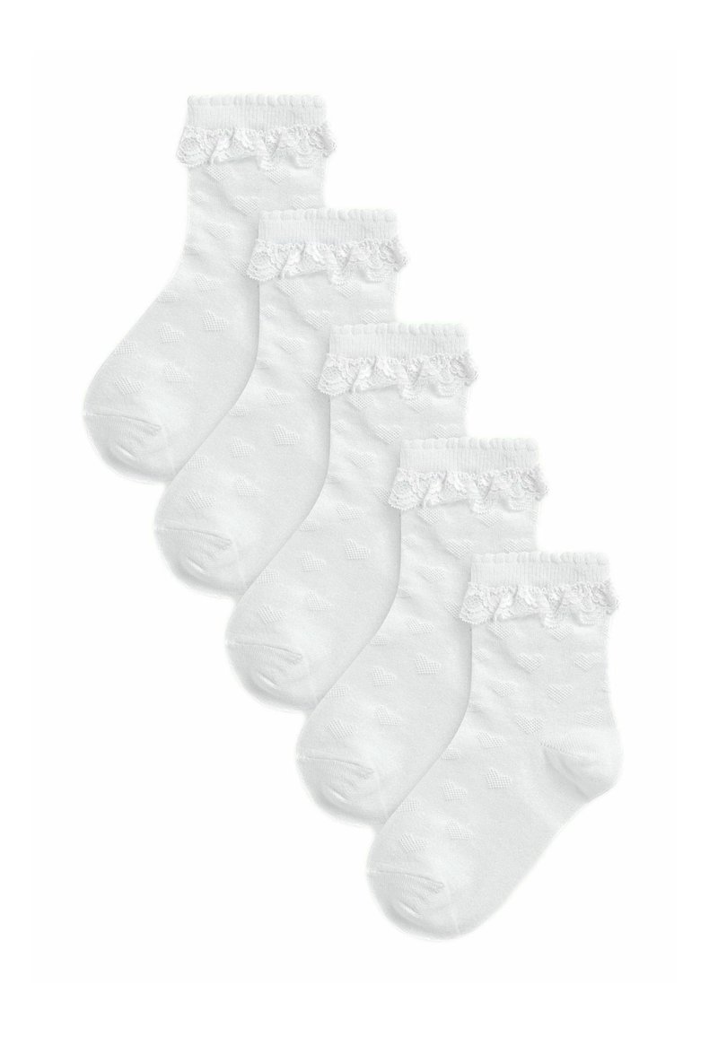 Next 5 PACK RICH HEART TEXTURE RUFFLE - Zoknik - white