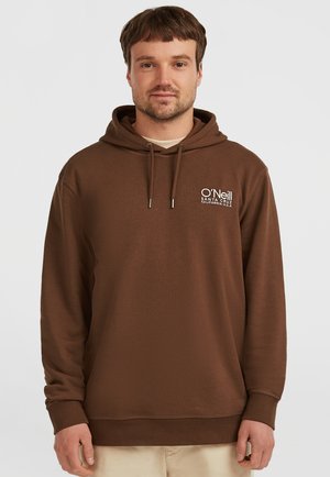 Felpa marrone con cordini, caratterizzata da un logo bianco sul davanti. Realizzata in tessuto morbido, con maniche lunghe e una vestibilità comoda.
