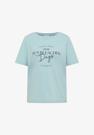 Cecil, T-SHIRT MIT BOAT NECK UND WORDING ARTWORK - Camiseta estampada - crystal mint