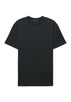 T-shirt nera a maniche corte realizzata in morbido cotone, con scollatura rotonda e texture liscia, senza stampe o motivi visibili.