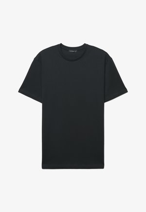 T-shirt nera a maniche corte realizzata in morbido cotone, con scollatura rotonda e texture liscia, senza stampe o motivi visibili.