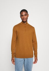 Selected Homme - SLHBERG HALF ZIP - Svetr - wood thrush Miniatura obrázku 1