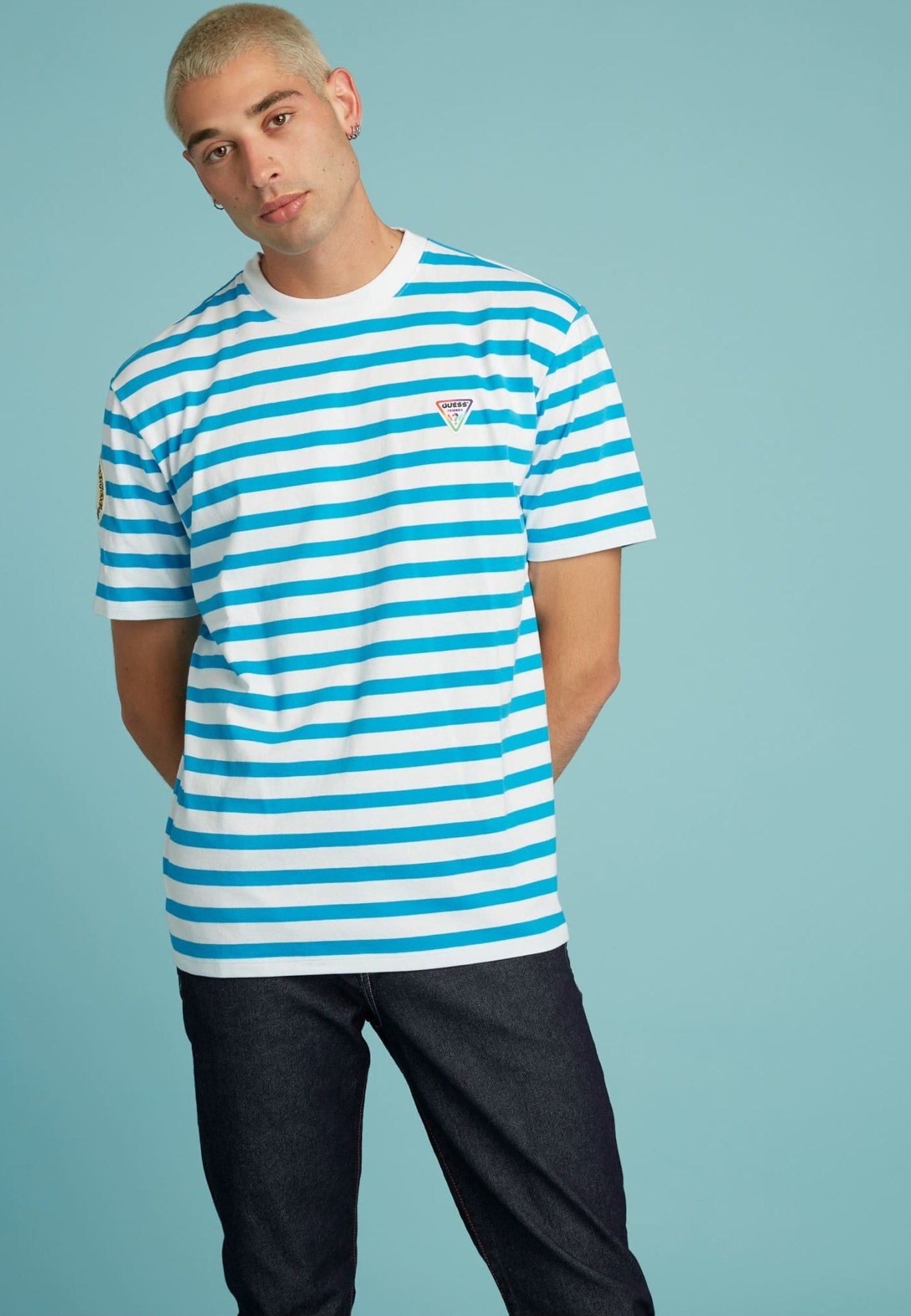 Guess Print T-shirt - hellblau/light 