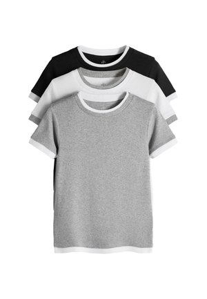 THE SET, REGULAR FIT - 3 PACK DOUBLE LAYER SHORT SLEEVE T-SHIRTS . - Print T-shirt - navy grey marl white