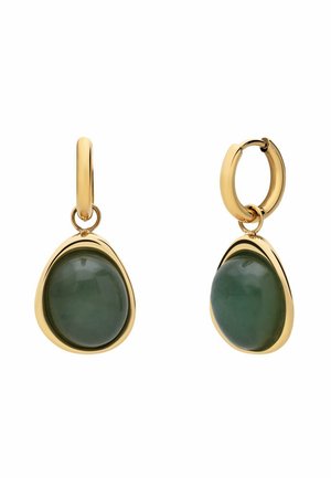 Earrings - gold green