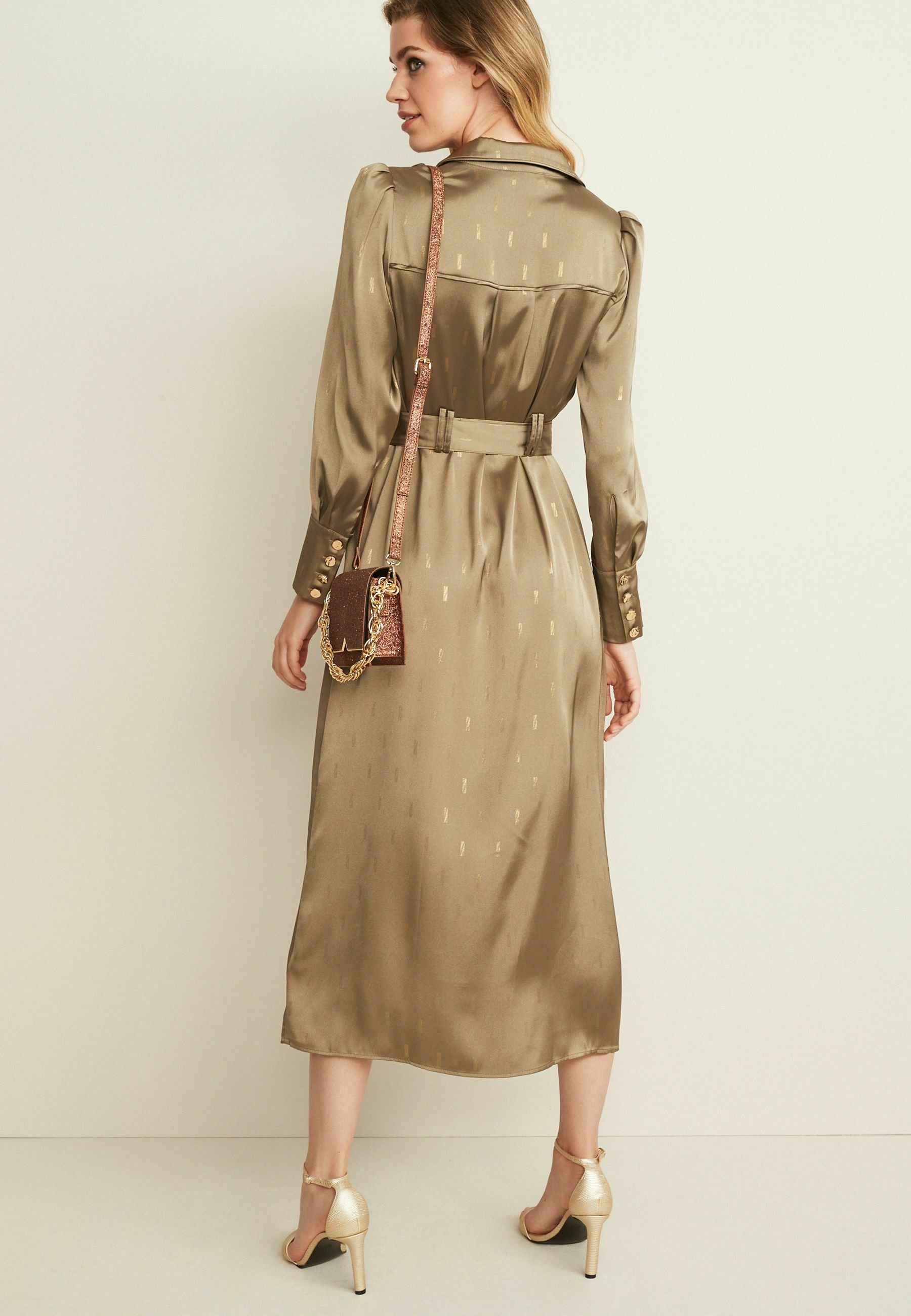 Next SATIN MIDI - Shirt dress - khaki 
