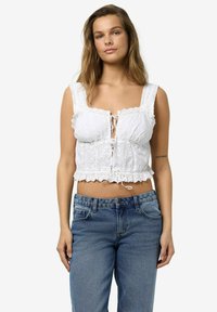 Noisy May CROP BRODERIE ANGLAISE - Topp - bright white