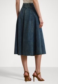 Lauren Ralph Lauren DENIM DRAWCORD MIDI SKIRT - Farkkuhame - haze wash