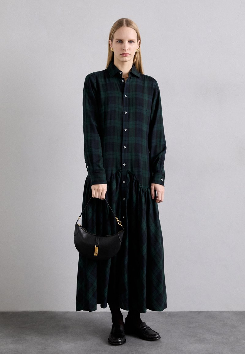 Polo Ralph Lauren LONG SLEEVE DAY DRESS - Maxi dress - pine/navy multi/green  - Zalando