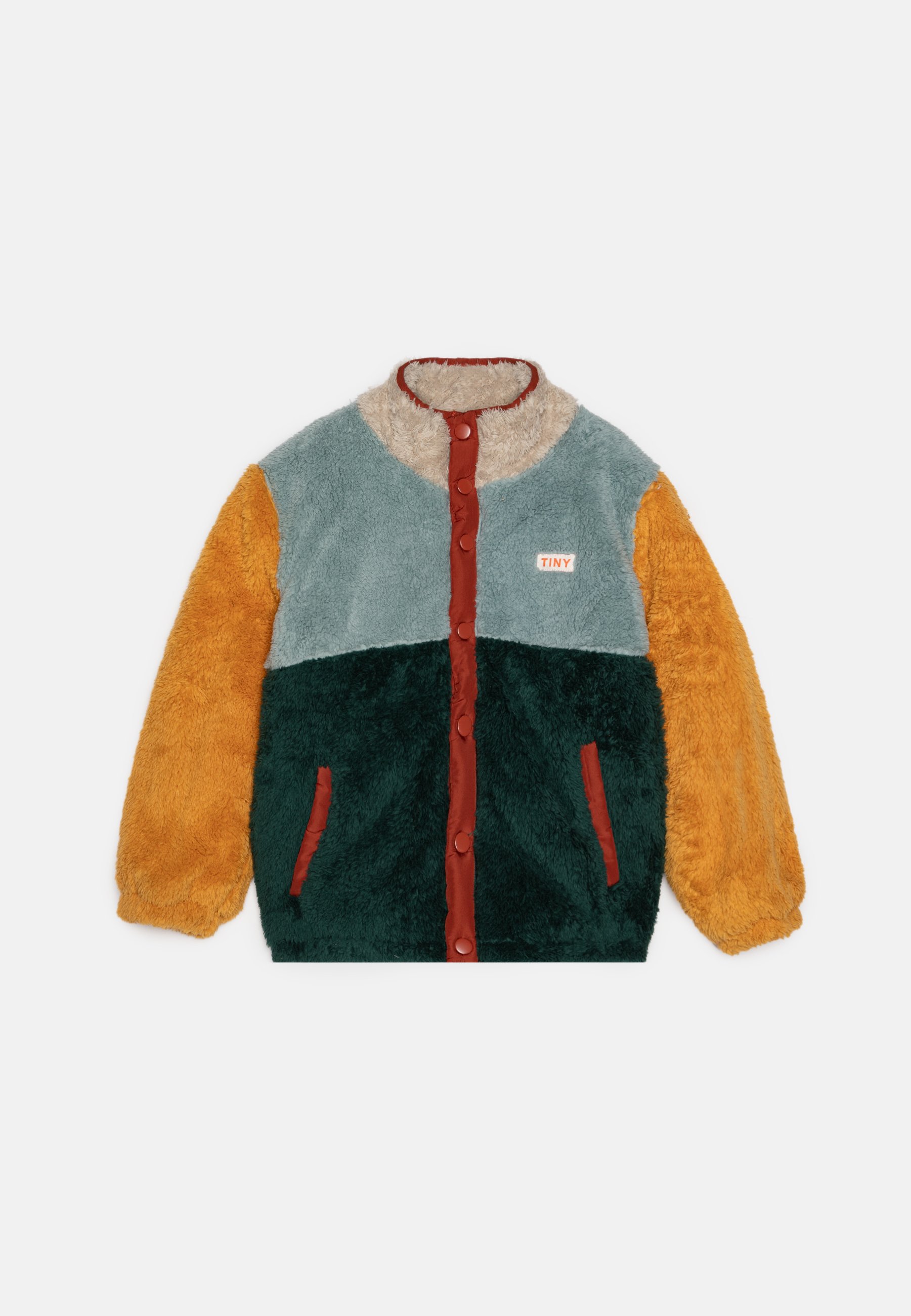 TINYCOTTONS COLOR BLOCK POLAR UNISEX Fleece jacket warm grey