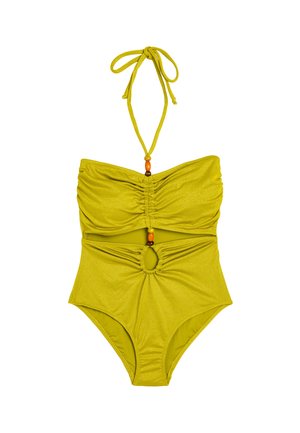 HALTER NECK DETAIL BEADED SHIRRED - Traje de baño - olive