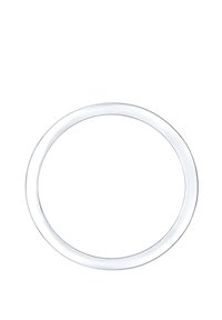 Rund, klart glas-spejl med en tynd, cirkulær ramme. Glatte kanter med en reflekterende overflade, designet til vægmontering.