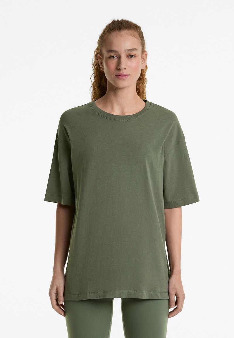 OYSHO Tricou basic - mottled dark green