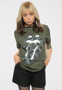 Paradiso Clothing THE ROLLING STONES BLACK & WHITE TONGUE RINGER - Print T-shirt - green