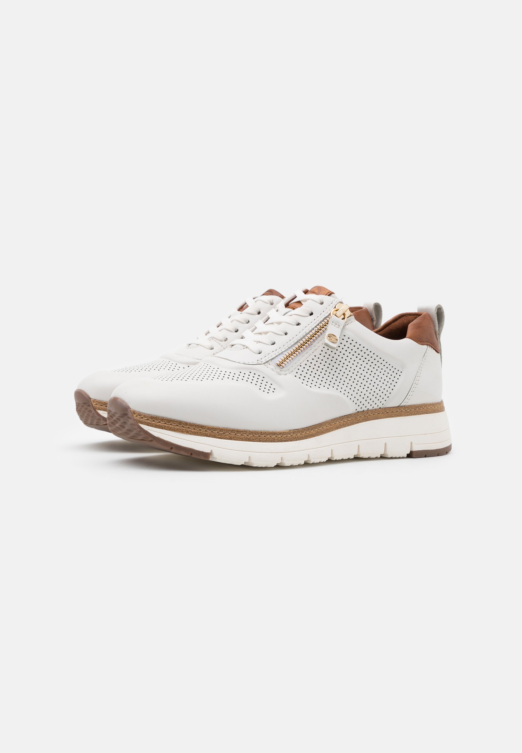 Tamaris Pure Relax LACE UP Joggesko whitecognachvit Tamaris Pure Relax LACE UP Joggesko chestnutkonjakk