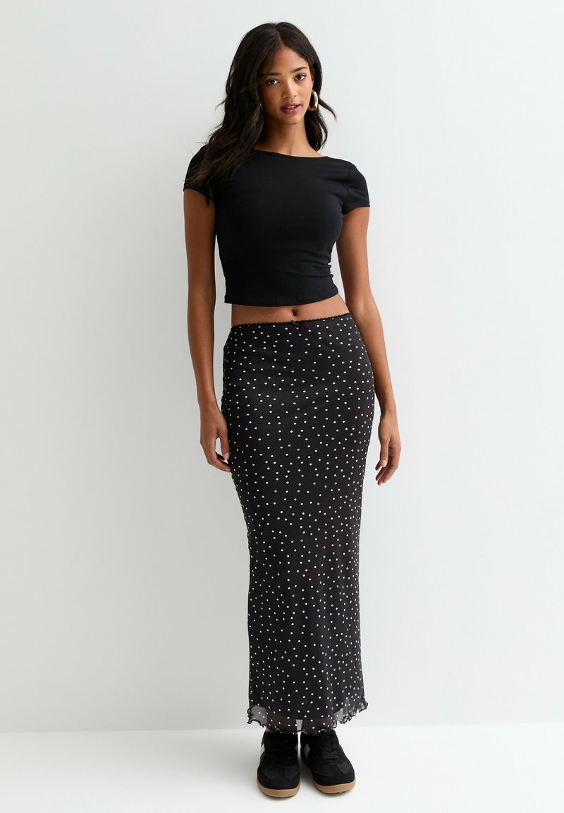 New Look SPOT MIDI  - Falda larga - black pattern