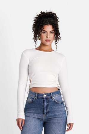 LACE - Long sleeved top - white