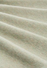 Jasnozielony materiał o miękkiej, teksturowanej powierzchni, ukazujący subtelne różnice w kolorze i delikatne fałdy.