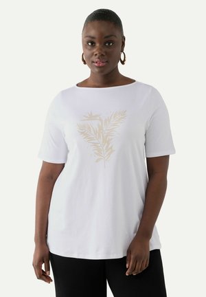 RHINESTONE FERN SHORT SLEEVE BOAT NECK  - T-shirt print - snow white