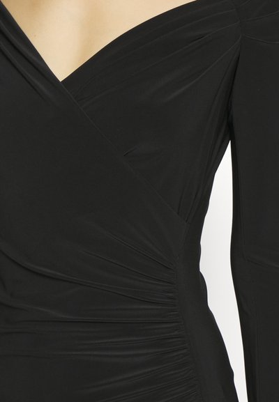 Norma Kamali LONG SLEEVE SWEETHEART SIDE DRAPE GOWN - Jerseykjole - black
