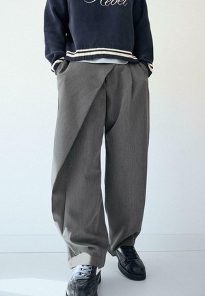 TAILORED FIT WITH CROSSOVER WAIST - Broek - dark grey