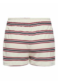 Pantaloni da nuoto leggeri in tessuto testurizzato. Presentano righe orizzontali in rosso, blu navy e bianco. Vita elasticizzata per una vestibilità comoda.