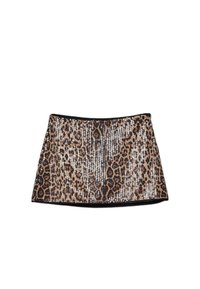 WITH ANIMAL PRINT SEQUIN - A-Linien-Rock - brown