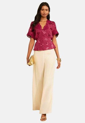Love & Roses, REGULAR FIT - SATIN JACQUARD LACE TEA TOP  . - Pluus - raspberry pink