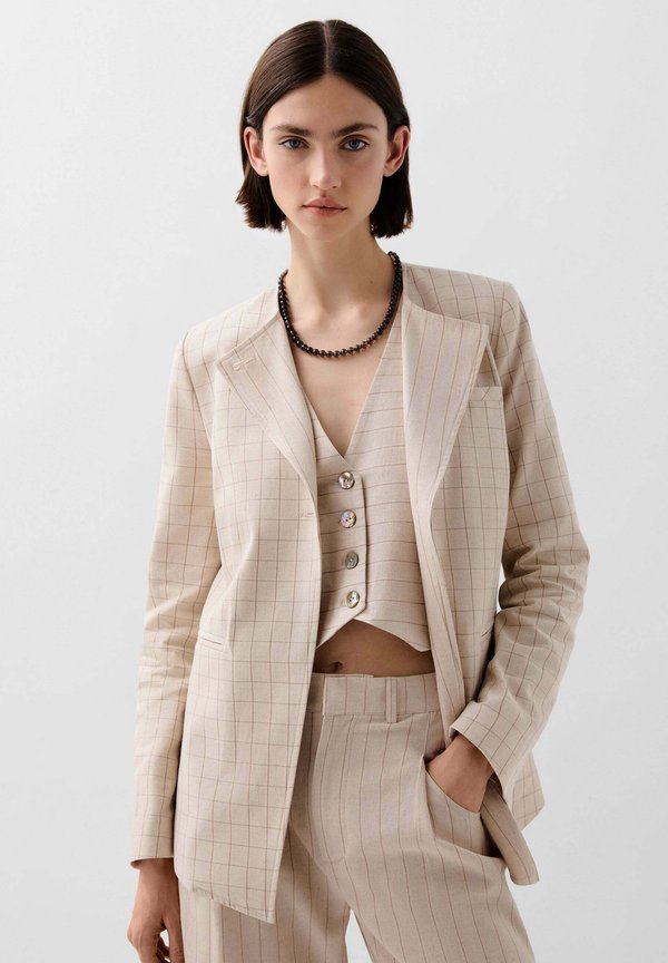 CHECK - Blazer - natural