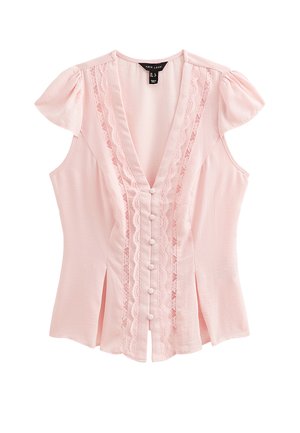 New Look, LIGHT  LACE TRIM CAP SLEEVE BLOUSE - Blouse - pale pink