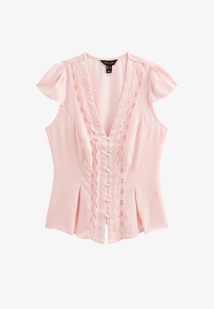 New Look, LIGHT LACE TRIM CAP SLEEVE BLOUSE - Blouse - pale pink