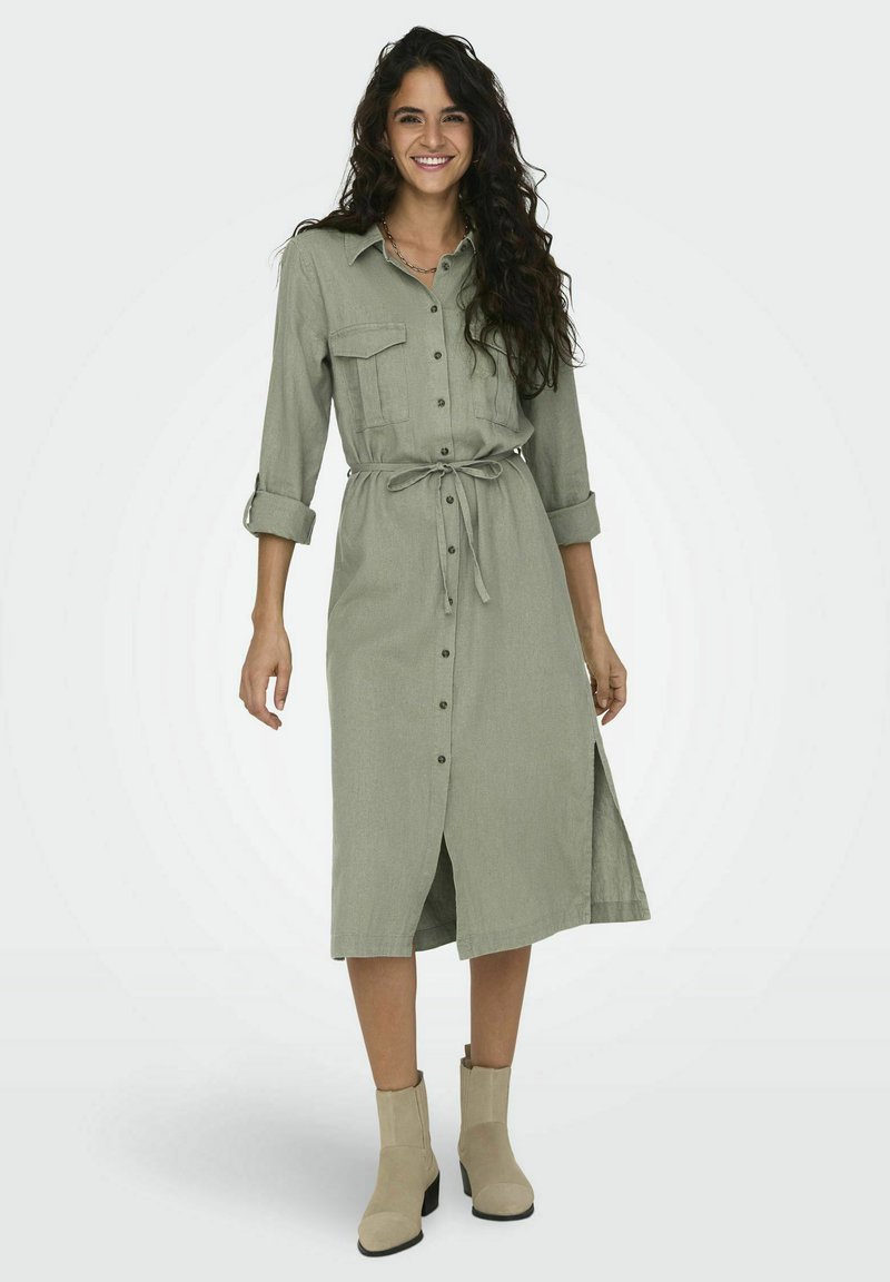 ONLY ONLCARO Linen Midi - Robe chemise - oil green