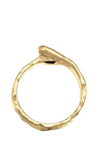 Goldfarbener Ring mit wellenförmigem Design, ausgestattet mit einer strukturierten Oberfläche und einer organischen Form, innen angenehm glatt für hohen Tragekomfort.