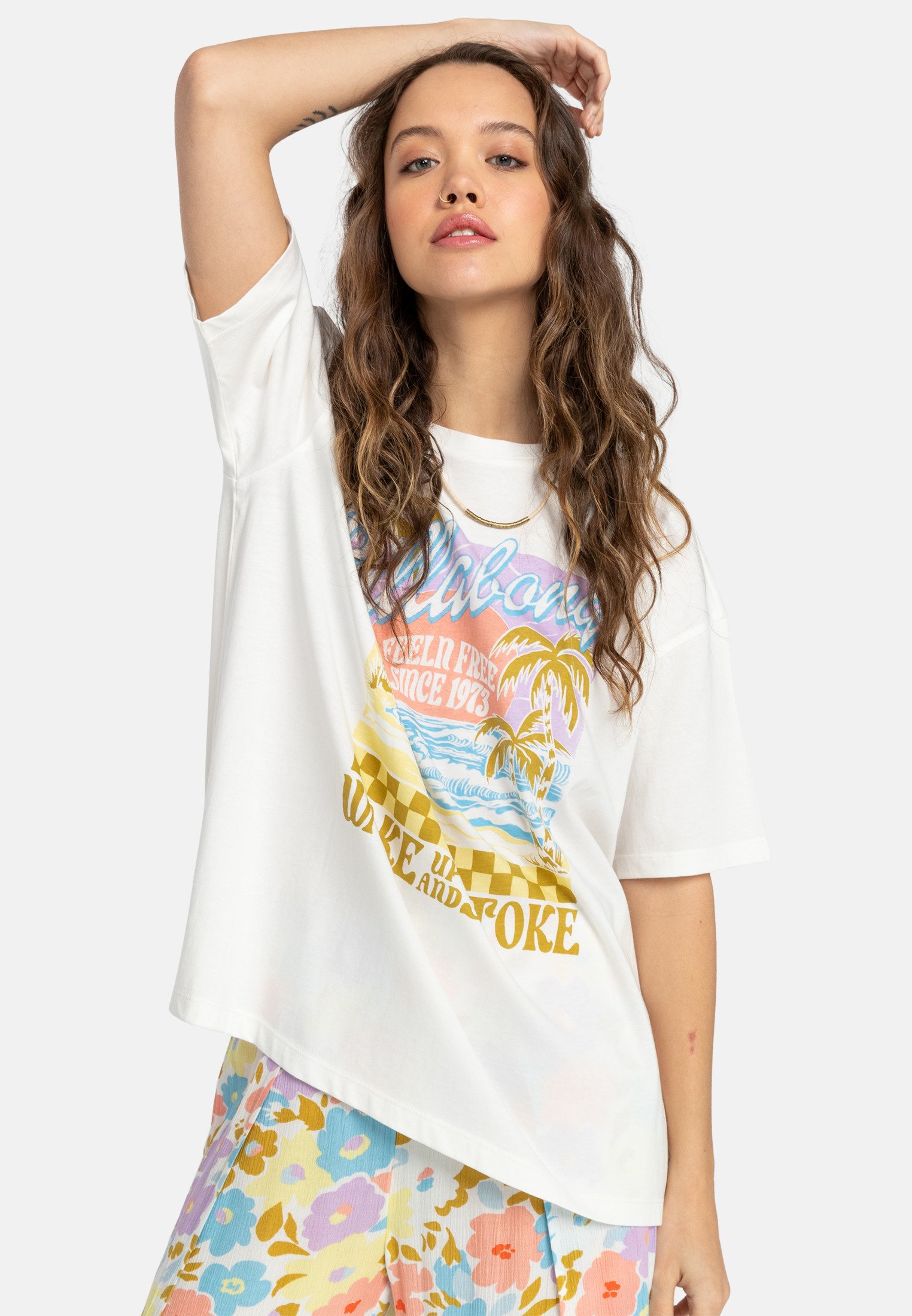 Billabong WAKE UP AND STOKE - T-Shirt print - salt crystal/weiß 