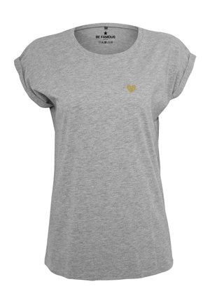CLASSIC ROLL UP HEART - Basic T-shirt - shirt grey print k gold glitter