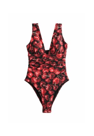 Never Fully Dressed, REGULAR FIT - TUMMY CONTROL PLUNGE SWIMSUIT . - Badeanzug - red black cherry